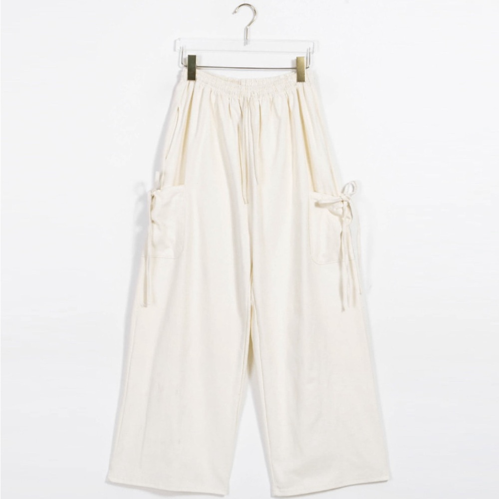 Cream Pocket Ribbon Cargo Pants.
